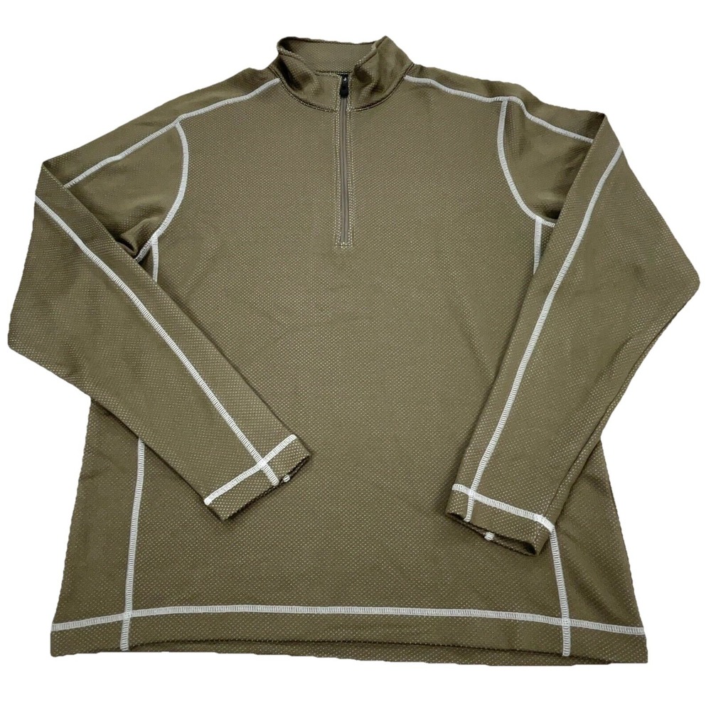 Nike Golf‎ Sweater Men Medium Tan Gold Pullover Quarter Zip Sweatshirt Dri FIt